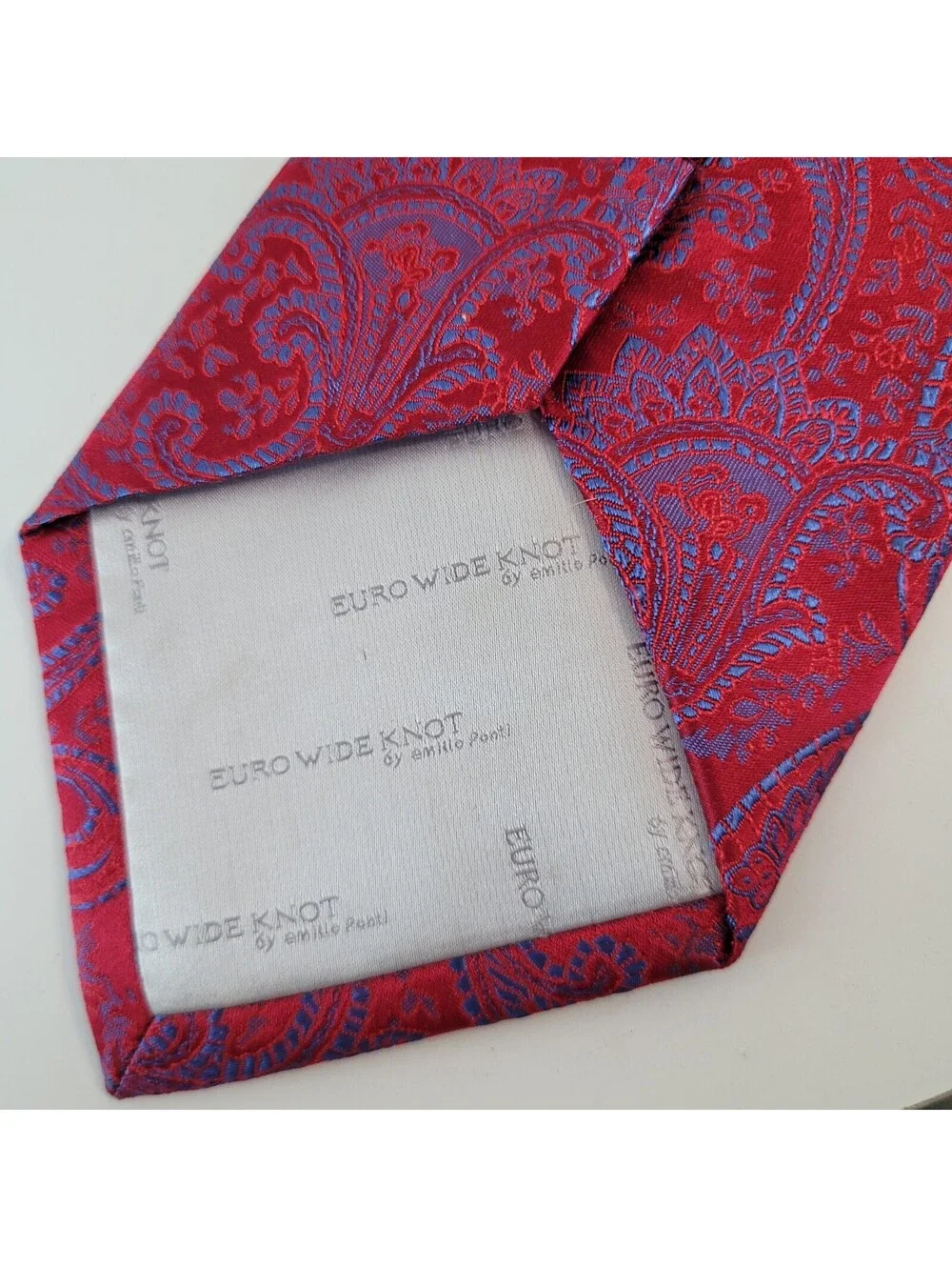 Emilio Ponti Men's Red & Blue Paisley Wide Necktie 3.75